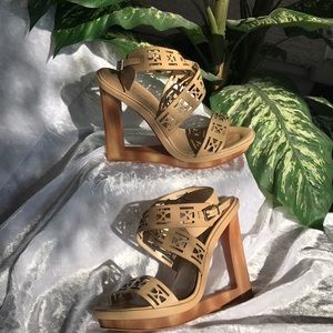 BCBGMaxAzria wooden wedges